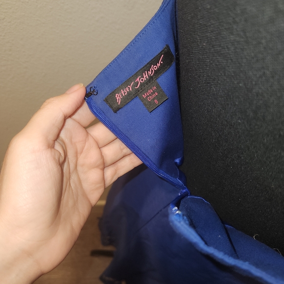 Betsey Johnson Elegant Blue Cutout Strapless Cotton Dress Size 8 - Picture 12 of 12